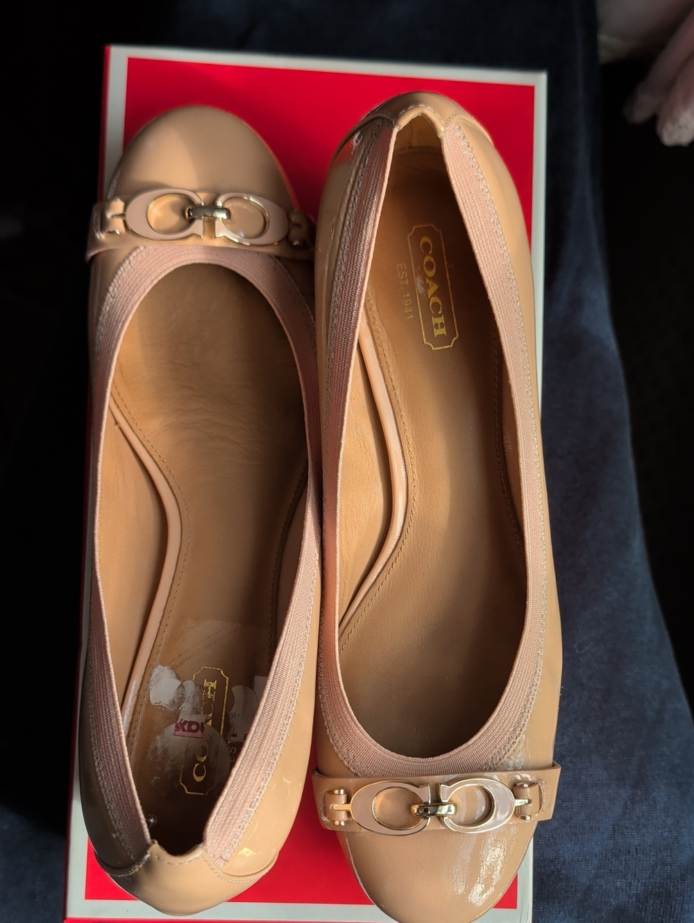 Coach 8.5 Shoe Tandy Blush Nude Patent Leather Pumps Wedding Guest Dance Party